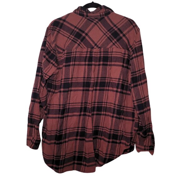 GAP Brand 100% Cotton Brown Black Plaid Flannel Collared Button Down XL - Picture 5 of 6